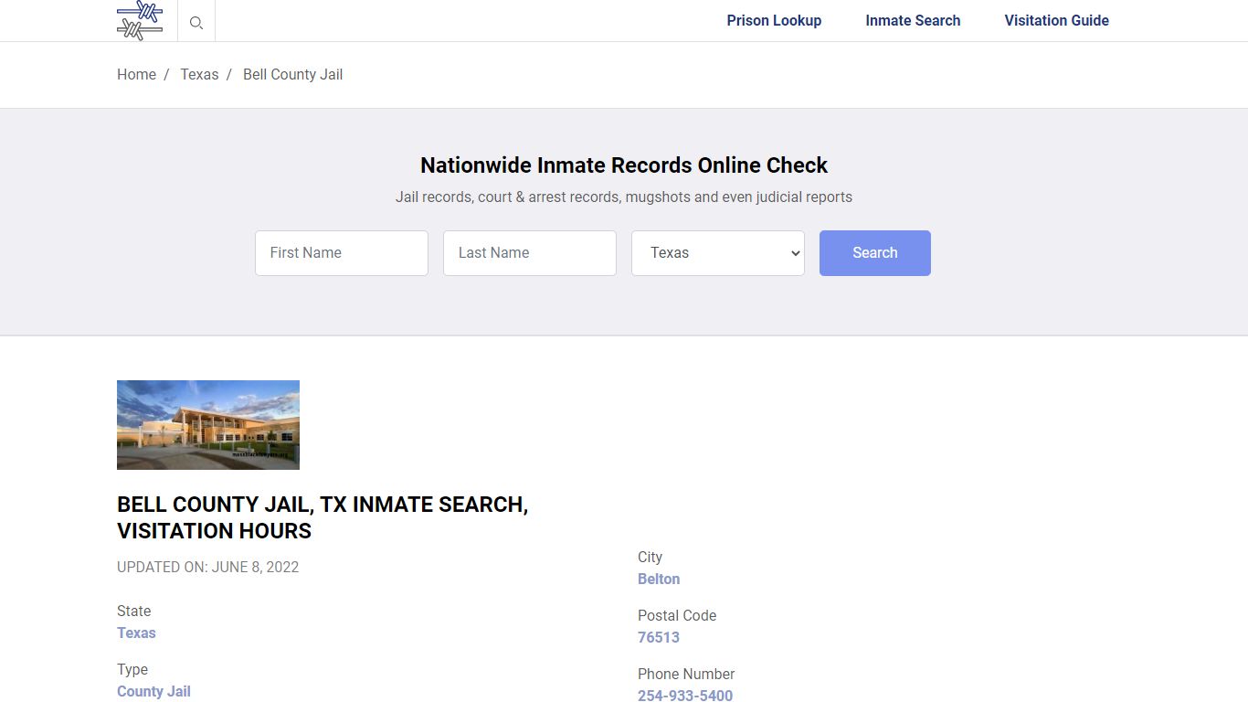 Bell County Jail, TX Inmate Search, Visitation Hours